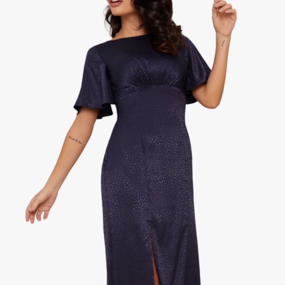 Chi Chi London Dalisay Dress, Navy Midi Dress, Size 4